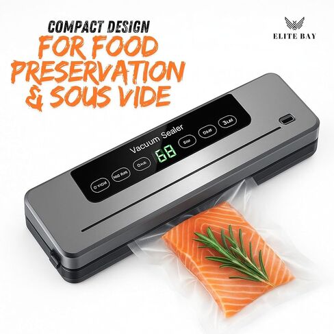 Sealer فراغ لتخزين الطعام - 120W الطاقة | عرض 30 سم الختم | تصميم ABS المدمجة | 110V - 240V الجهد | يتضمن 10 أكياس فراغ خالية من BPA | لفيديو سوس ، الحفاظ على الطعام الإعدادية in Saudi Arabia