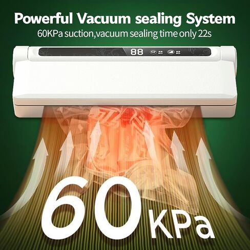 Vacuum Sealer Machine with 20 Vacuum Seal Bags, Fully Automatic Food Vacuum Sealer Machine, One Click Intelligent Operation, Airtight Food Storage Machine, White in Saudi Arabia