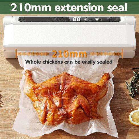 Vacuum Sealer Machine with 20 Vacuum Seal Bags, Fully Automatic Food Vacuum Sealer Machine, One Click Intelligent Operation, Airtight Food Storage Machine, White in Saudi Arabia