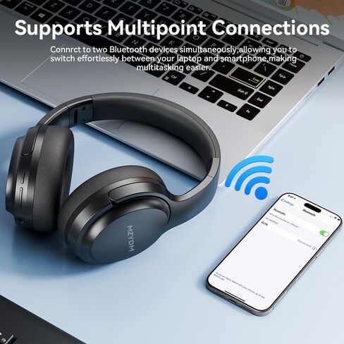 سماعات Bluetooth فوق الأذن ، 60 ساعة سماعات اللاسلكية وقت اللعب مع الميكروفون ، 5.3 Bluetooth ، سماعات رأس استريو قابلة للطي قابلة للطي ، للهواتف المحمولة لأعمال السفر (أسود) in Saudi Arabia