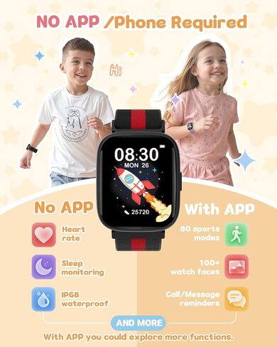 Watch Smart No Phone No App لا حاجة ، 1.83 "ساعة تعقب اللياقة مع عداد الخطى ، عداد الخطوة ، شاشة النوم ، IP68 مقاوم للماء ، النايلون in Saudi Arabia
