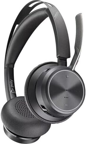 Poly Voyager Focus 2 UC Stereo Bluetooth Headset (Microsoft Teams معتمد) (77Y87AA) مع حزمة حقيبة السفر بما في ذلك: GOBY LABS Cleaner ، قماش الألياف in Saudi Arabia