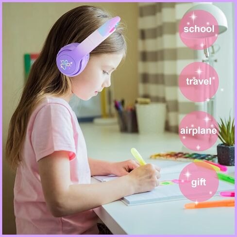 سماعات الرأس اللاسلكية للأطفال LED LED UP CAT Pluetooth Headones ، و Cat Cat Ear Wireless Headets with Microphone for Kids/Girls/Christmas (Pink Pro) in Kuwait