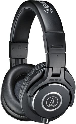 Audio-Technica ATH-M40x Closed-Back Monitor Headphones (Black) + Microfiber Cleaning Cloth + Headphone Stand + Headphone CASE + Goby Labs Headphone Cleaner 4 fl oz in Saudi Arabia