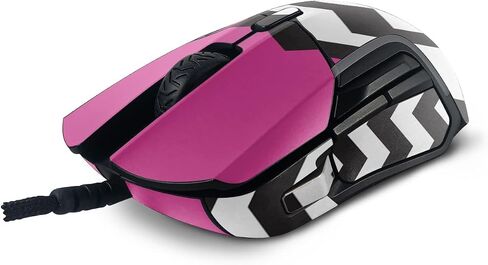 MightySkins Skin Compatible with SteelSeries Rival 5 Gaming Mouse - Hot Pink Chevron | Protective, Durable, and Unique Vinyl Decal wrap Cover | Easy to Apply and Change Styles | Made in The USA in Saudi Arabia