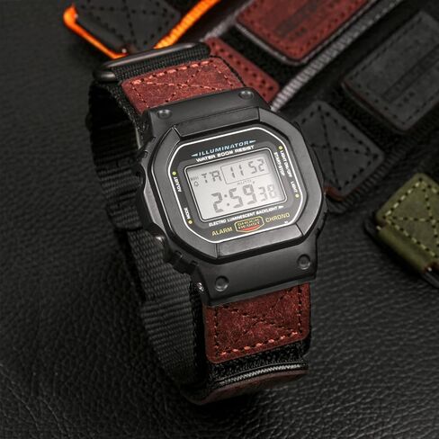 حزام نايلون 18 ملم لـ Casio ، فرقة ساعة مقاومة للصدمات العسكرية على الطراز العسكري لـ AE-1200 DW-H5600 AE-1000W F-91W A168W والمزيد in Kuwait