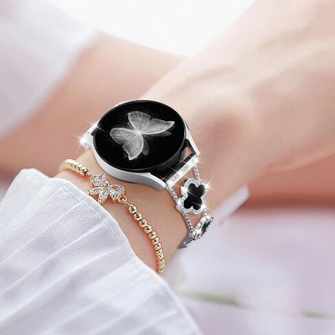 شريط ماس معدني متوافق مع Samsung Galaxy Watch 7 6 5 4 40mm 44 مم/لمراقبة Galaxy 6 4 الكلاسيكية 42 مم 46 مم 47 مم/مشاهدة 5 Pro 45mm/نشط 2،20mm Clover Sparkle Women Women in Kuwait