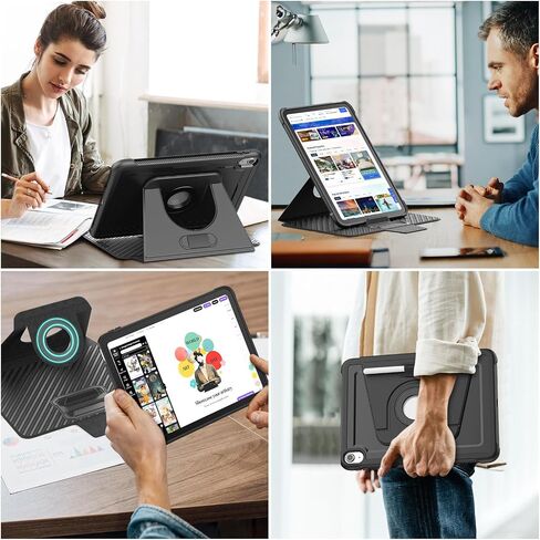 Case for iPad (A16) 11th/10th Generation 2025/2022 11″/10.9″, Heavy Duty Shockproof Case with 360 Rotating Magnetic Stand, Detachable Magnetic Cover, Pencil Holder, Auto Sleep/Wake, Black in Kuwait
