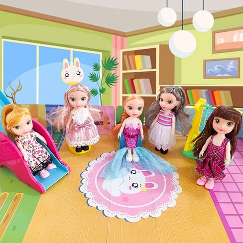 6.3" Mini Girl Dolls, includ Handmade Baby Doll Clothes, 2 Sets 6.3" Mini Girl Dolls, 2 Pairs of Shoes in Kuwait