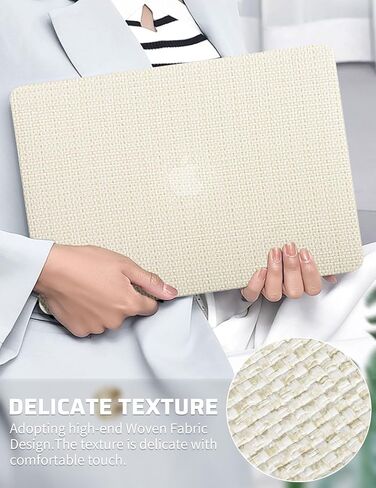 Seorsok Compatible with MacBook Air 13.6 inch Case 2022-2024 2025 A3240 M4 A2681 M2 A3113 M3 Touch ID,Elegant Leather Plastic Hard Case with Transparent Keyboard Cover,Beige Woven in Saudi Arabia