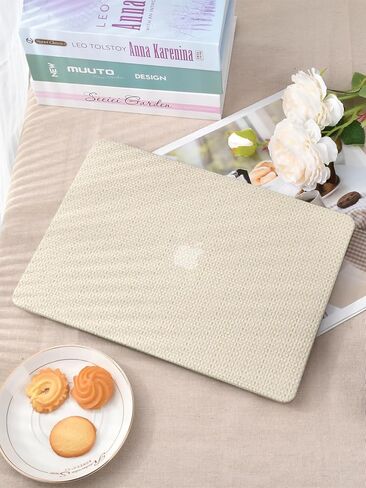 Seorsok Compatible with MacBook Air 13.6 inch Case 2022-2024 2025 A3240 M4 A2681 M2 A3113 M3 Touch ID,Elegant Leather Plastic Hard Case with Transparent Keyboard Cover,Beige Woven in Saudi Arabia