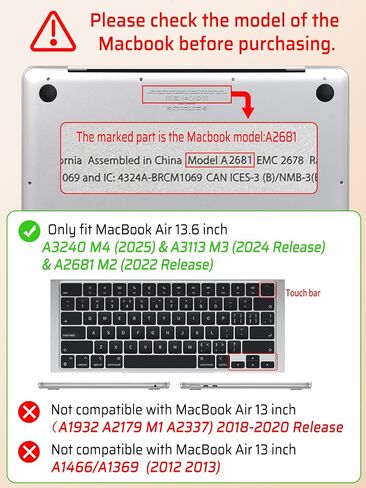 Seorsok Compatible with MacBook Air 13.6 inch Case 2022-2024 2025 A3240 M4 A2681 M2 A3113 M3 Touch ID,Elegant Leather Plastic Hard Case with Transparent Keyboard Cover,Beige Woven in Saudi Arabia