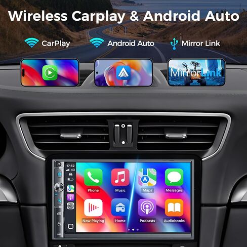ستيريو مزدوج سيارة DIN مع شاشة تعمل باللمس 7 بوصات ، و Apple Carplay و Android Auto ، و Bluetooth ، و 240 واط ، و SWC ، وإخراج مضخم الصوت ، ومستقبل راديو سيارة FM/AM ، ورابط المرآة ، والنسخ الاحتياطي in Kuwait