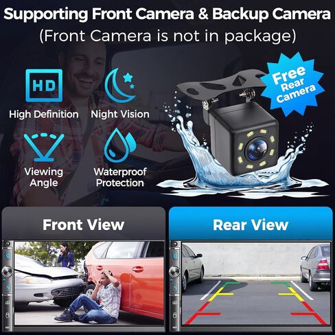 ستيريو مزدوج سيارة DIN مع شاشة تعمل باللمس 7 بوصات ، و Apple Carplay و Android Auto ، و Bluetooth ، و 240 واط ، و SWC ، وإخراج مضخم الصوت ، ومستقبل راديو سيارة FM/AM ، ورابط المرآة ، والنسخ الاحتياطي in Kuwait