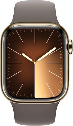 Apple Watch Series 9 [GPS + Cellular, 41mm] - Gold Stainless Steel Case with Clay Sport Band, M/L (Renewed) in Saudi Arabia