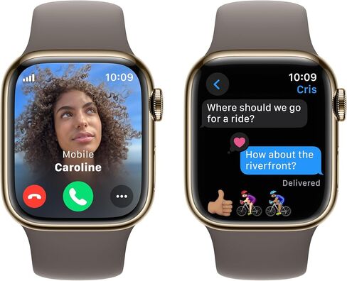 Apple Watch Series 9 [GPS + Cellular, 41mm] - Gold Stainless Steel Case with Clay Sport Band, M/L (Renewed) in Saudi Arabia