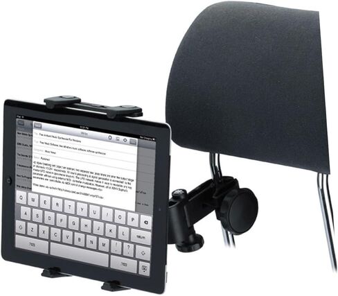 Popetpop Car Tablet حامل الهاتف القابل للتعديل مقعد مسند رأس قوس أسود يدوي لمكتب القراءة للألعاب وسيارات التمتع بالفيلم in Saudi Arabia