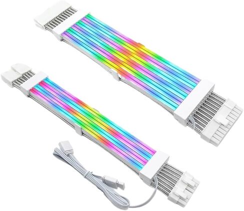 ARGB Sync PSU Power Supply Extension Cable 18AWG ATX 24Pin 8Pin PCI-E GPU V/GA RGB Computer PC Motherboard Module Cables(B) in Kuwait