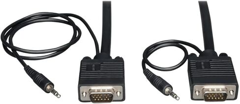 Tripp Lite Eaton Series P504-006 6 FT VGA HD15 & 3.5mm M/M Cable ، RGB Coax ، 2048x1536 ، Foil Shield ، PC Monitor Projector Audio Video ، Black ، Cloud Care Pre-Configured Bundle مؤهل (10 حزمة) in Saudi Arabia