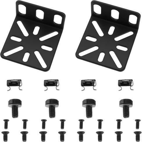 2Pcs Switch Adjustable Rack Rack Mount Kit Adjustable Hole Distance 13-35mm Compatible with Buffalo Tech 17.3 Inch Compatible with Cisco 45x44.5x25mm Black in Saudi Arabia