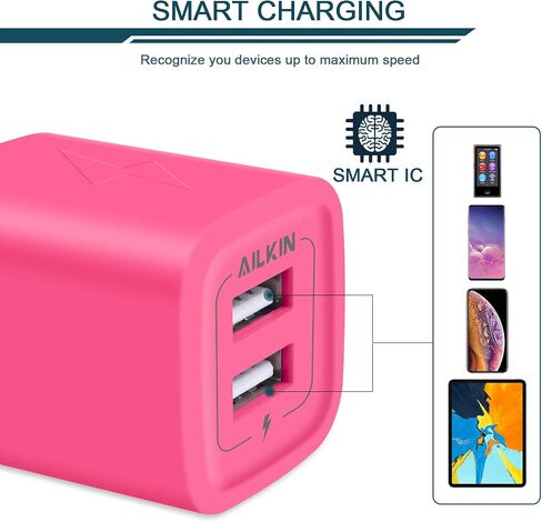 قابس USB ، كتلة شحن الشاحن السريع السريع ، محول Power AC Dual Port Charge Cube Travel Brick Prock Colords Fox for iPhone ، iPad ، Samsung Home USB Base in Kuwait