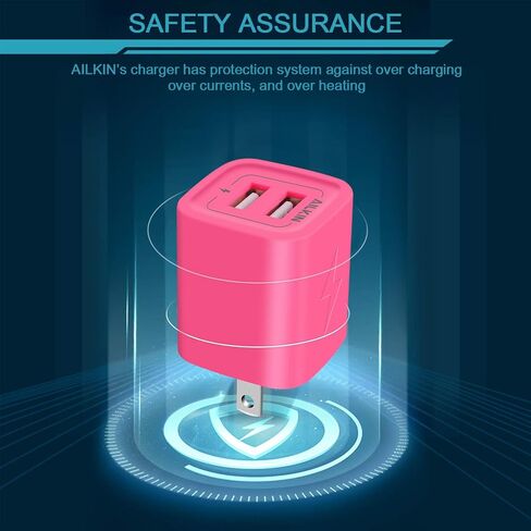 قابس USB ، كتلة شحن الشاحن السريع السريع ، محول Power AC Dual Port Charge Cube Travel Brick Prock Colords Fox for iPhone ، iPad ، Samsung Home USB Base in Kuwait