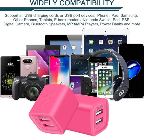 قابس USB ، كتلة شحن الشاحن السريع السريع ، محول Power AC Dual Port Charge Cube Travel Brick Prock Colords Fox for iPhone ، iPad ، Samsung Home USB Base in Kuwait