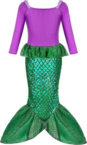 فساتين أميرات حورية البحر من ALIZIWAY أزياء أرييل للفتيات الصغيرات لحفلات أعياد الميلاد والهالوين التنكرية in Kuwait