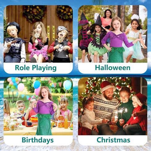 فساتين أميرات حورية البحر من ALIZIWAY أزياء أرييل للفتيات الصغيرات لحفلات أعياد الميلاد والهالوين التنكرية in Kuwait