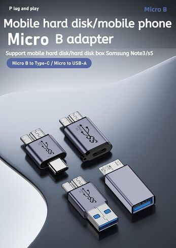 Micro USB B إلى USB A/C Male Adapter ، USB 3.0 Micro B إلى موصل محول كبل محول الإناث USB A/C (رمادي) in Kuwait