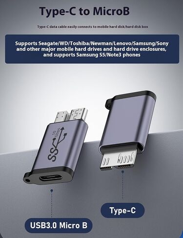 Micro USB B إلى USB A/C Male Adapter ، USB 3.0 Micro B إلى موصل محول كبل محول الإناث USB A/C (رمادي) in Kuwait