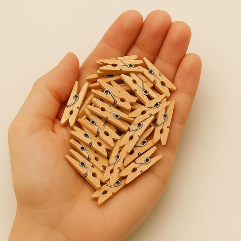 LWR CRAFTS مشابك غسيل خشبية صغيرة 100 في كل عبوة، 1 بوصة 2.5 سم (يعقوبي) in Kuwait