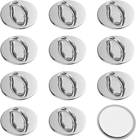خطاف سحر الهاتف 12 PCS ، حامل سحر الهاتف الجولة المعدنية قبضة أصابع لاصقة لإلوازات DIY المعلقة (الفضة) in Saudi Arabia