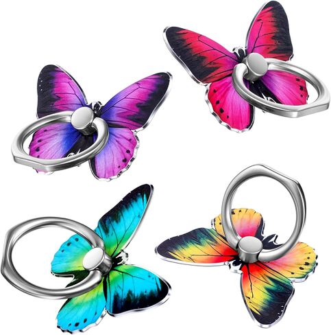 4 PCS Butterfly الهاتف الخليوي حامل حامل ، حلقة فراشة لطيفة لحالة الهاتف 360 ° RINGER RINGER RIND in Kuwait