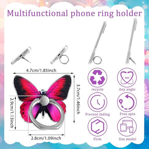 4 PCS Butterfly الهاتف الخليوي حامل حامل ، حلقة فراشة لطيفة لحالة الهاتف 360 ° RINGER RINGER RIND in Kuwait