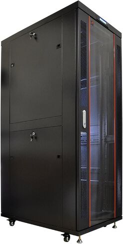 Sysracks 22U Server Cabinet 39-inch deep Server Rack Locking Network Cabinet with Thermocontroller, LCD-Screen, 4 Fans, Power Strip, Shelf, Wheels, Dust-Tight Cable Entries and Other Accessories in Saudi Arabia