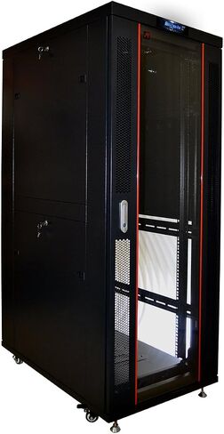 Sysracks 22U Server Cabinet 39-inch deep Server Rack Locking Network Cabinet with Thermocontroller, LCD-Screen, 4 Fans, Power Strip, Shelf, Wheels, Dust-Tight Cable Entries and Other Accessories in Saudi Arabia