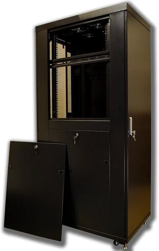 Sysracks 22U Server Cabinet 39-inch deep Server Rack Locking Network Cabinet with Thermocontroller, LCD-Screen, 4 Fans, Power Strip, Shelf, Wheels, Dust-Tight Cable Entries and Other Accessories in Saudi Arabia