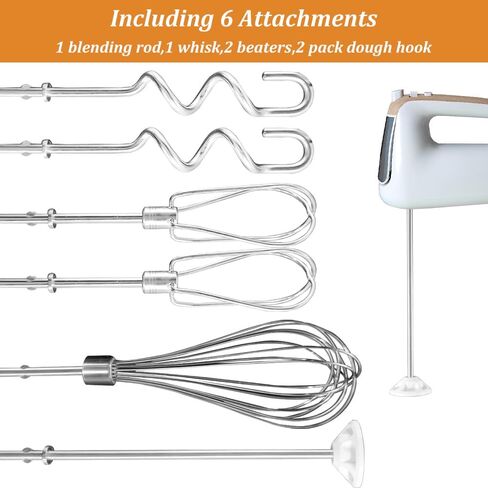 Hand Mixer Attachments Beater,Dough Hooks,Whisk, Blending Rod,Stainless Steel Hand Mixer Accessories Compatible with Kitchenaid Hand Mixers KHM3 KHM5 KHM7 KHM9 in Saudi Arabia