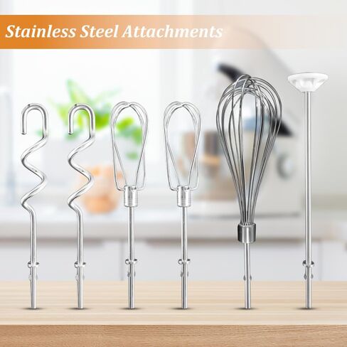 Hand Mixer Attachments Beater,Dough Hooks,Whisk, Blending Rod,Stainless Steel Hand Mixer Accessories Compatible with Kitchenaid Hand Mixers KHM3 KHM5 KHM7 KHM9 in Saudi Arabia