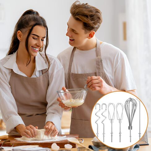 Hand Mixer Attachments Beater,Dough Hooks,Whisk, Blending Rod,Stainless Steel Hand Mixer Accessories Compatible with Kitchenaid Hand Mixers KHM3 KHM5 KHM7 KHM9 in Saudi Arabia