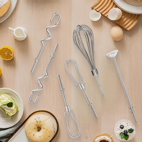 Hand Mixer Attachments Beater,Dough Hooks,Whisk, Blending Rod,Stainless Steel Hand Mixer Accessories Compatible with Kitchenaid Hand Mixers KHM3 KHM5 KHM7 KHM9 in Saudi Arabia