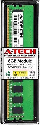 A-Tech 8GB RAM استبدال Dell SNPR8H4HC/8G ، AB663419 ، R8H4H ، 0R8H4H | DDR4 3200MHz PC4-25600 1RX8 ECC UNDIMM وحدة ذاكرة خادم واحدة in Kuwait
