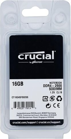 وحدة ذاكرة SDRAM SDRAM سعة 16 جيجا بايت - من أجل دفتر الملاحظات - 16 جيجابايت - DDR4-2666/PC4-21300 DDR4 SDRAM - CL19-1.20 V - غير متكافئ - 260 -PIN - SODIMM (CT16G4SFS8266) in Kuwait