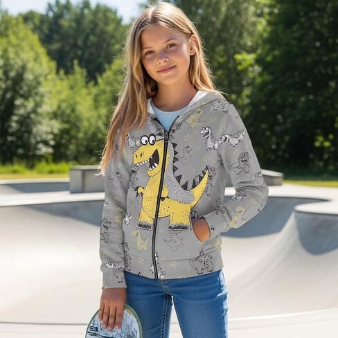 Xoenoiee Kids Full Zip Hoodie Sweatshirt Jacket Long Sleeve Casual Coat Top for Boys Girls in Kuwait