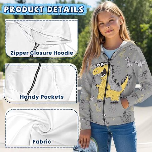 Xoenoiee Kids Full Zip Hoodie Sweatshirt Jacket Long Sleeve Casual Coat Top for Boys Girls in Kuwait