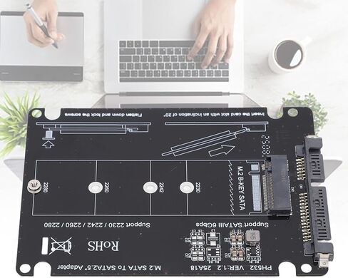 Gowenic M.2 NGFF BKEY SSD إلى محول ATA التسلسلي ، وتركيب سهل ونقل مستقر ، مع موصل مقاوم للصدمات ، لـ 2230 2242 2260 2280 SSD in Saudi Arabia