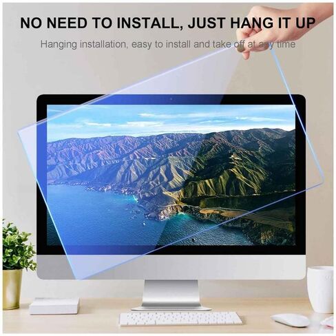 19 inch Computer Screen Blue Light Blocker - Reduce Eye Strain - Easy To Install & Removable Anti Scratch Computer Screen Protector Panel - Hanging Anti Blue Light Glare Screen Protector in Saudi Arabia