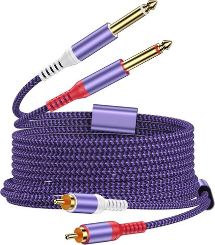 AILKIN 10FT Dual 6.35mm to Dual RCA Audio Cable, Quarter Inch Aux to RCA Splitter Auxiliary Cable, 1/4 Inch Male to RCA Male Aux Cord for TV, DVD/VCD, Amplifier, Mixer, DJ Controller, Studio Monitors in Saudi Arabia