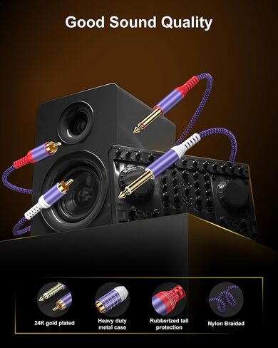 AILKIN 10FT Dual 6.35mm to Dual RCA Audio Cable, Quarter Inch Aux to RCA Splitter Auxiliary Cable, 1/4 Inch Male to RCA Male Aux Cord for TV, DVD/VCD, Amplifier, Mixer, DJ Controller, Studio Monitors in Saudi Arabia